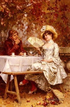 Tea In The Garden 秋の女性 ケンメラー フレデリック・ヘンドリック Oil Paintings